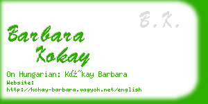 barbara kokay business card